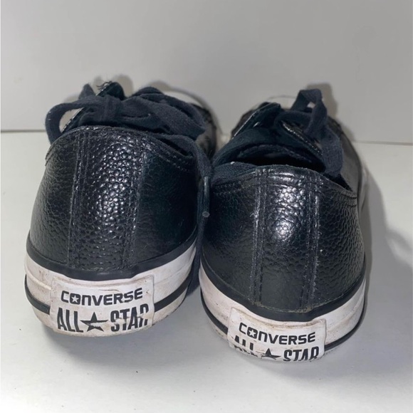 Sz 1 YOUTH CONVERSE SNEAKERS PEBBLE LEATHER BLACK COLOR - Picture 3 of 6